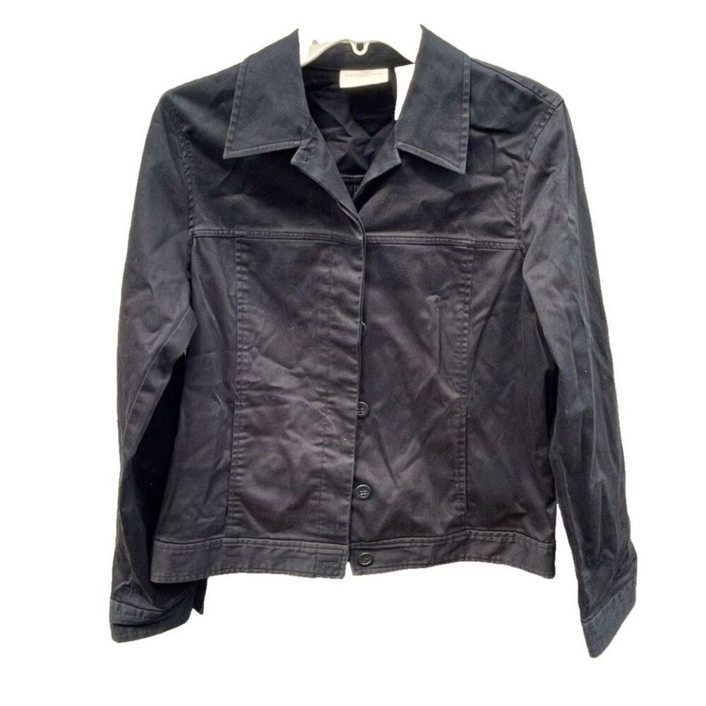 Liz Claiborne size Medium black denim jacket .